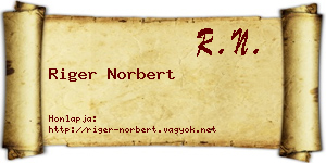 Riger Norbert névjegykártya